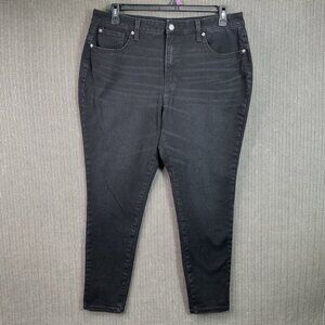 Time And Tru Womens Size 16 High Rise Curvy Black Jeans Stretch Cotton Blend